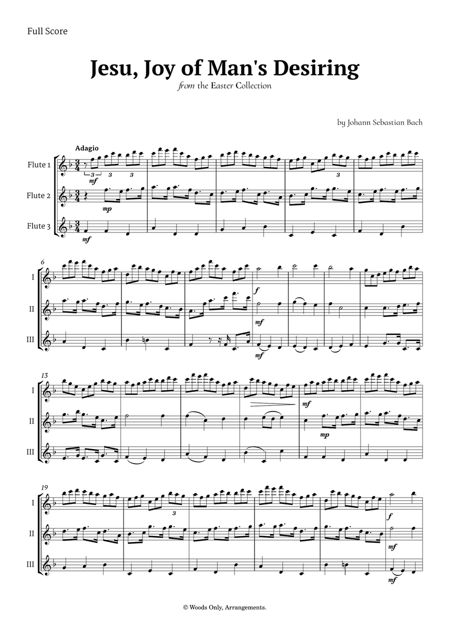 Jesu, Joy of Man's Desiring by Bach for Flute Trio Flute Trio scores gallery preview page 1