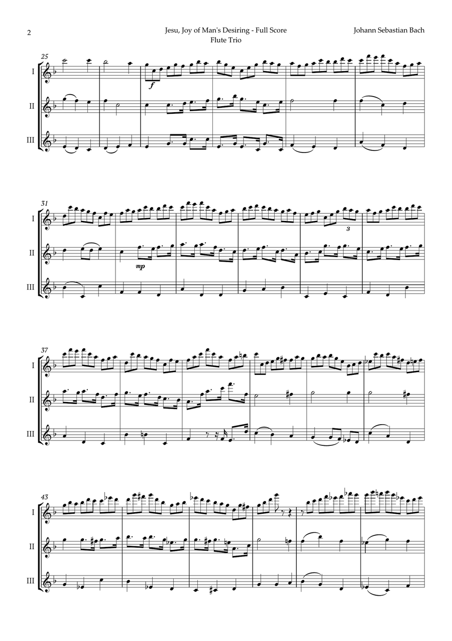 Jesu, Joy of Man's Desiring by Bach for Flute Trio Flute Trio scores gallery preview page 2