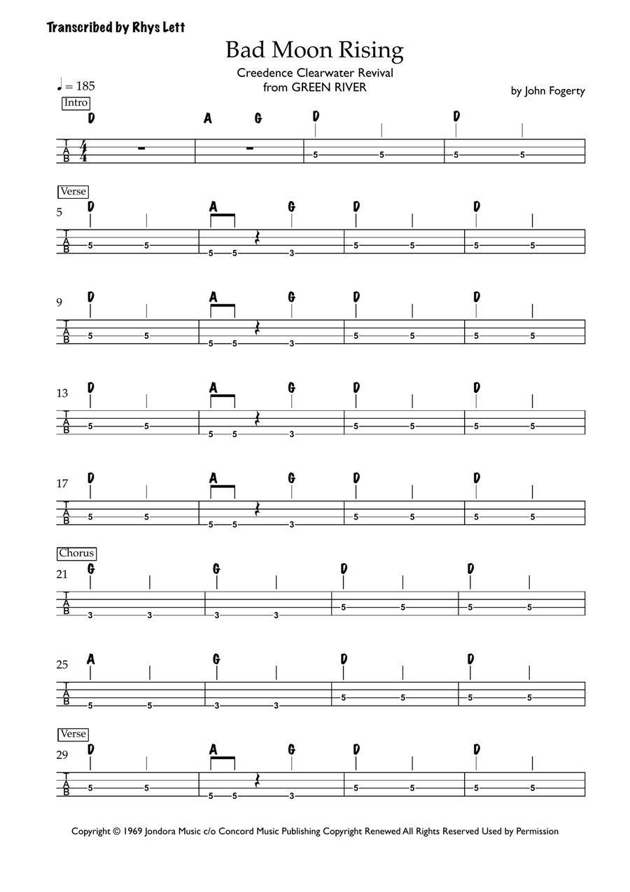 Bad Moon Rising Bad Moon Rising Acoustic Guitar scores gallery preview page 1