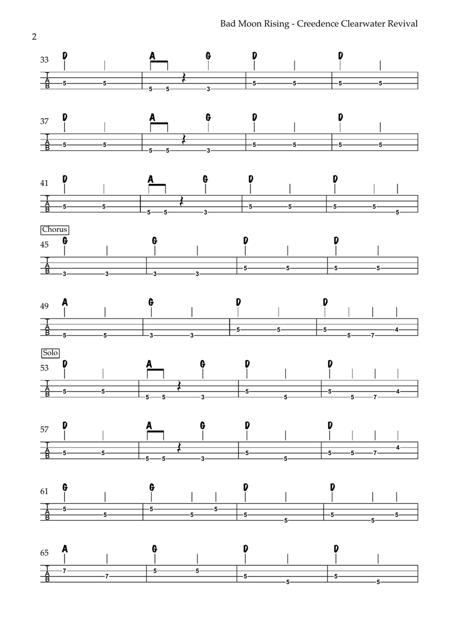 Bad Moon Rising Bad Moon Rising Acoustic Guitar scores gallery preview page 2
