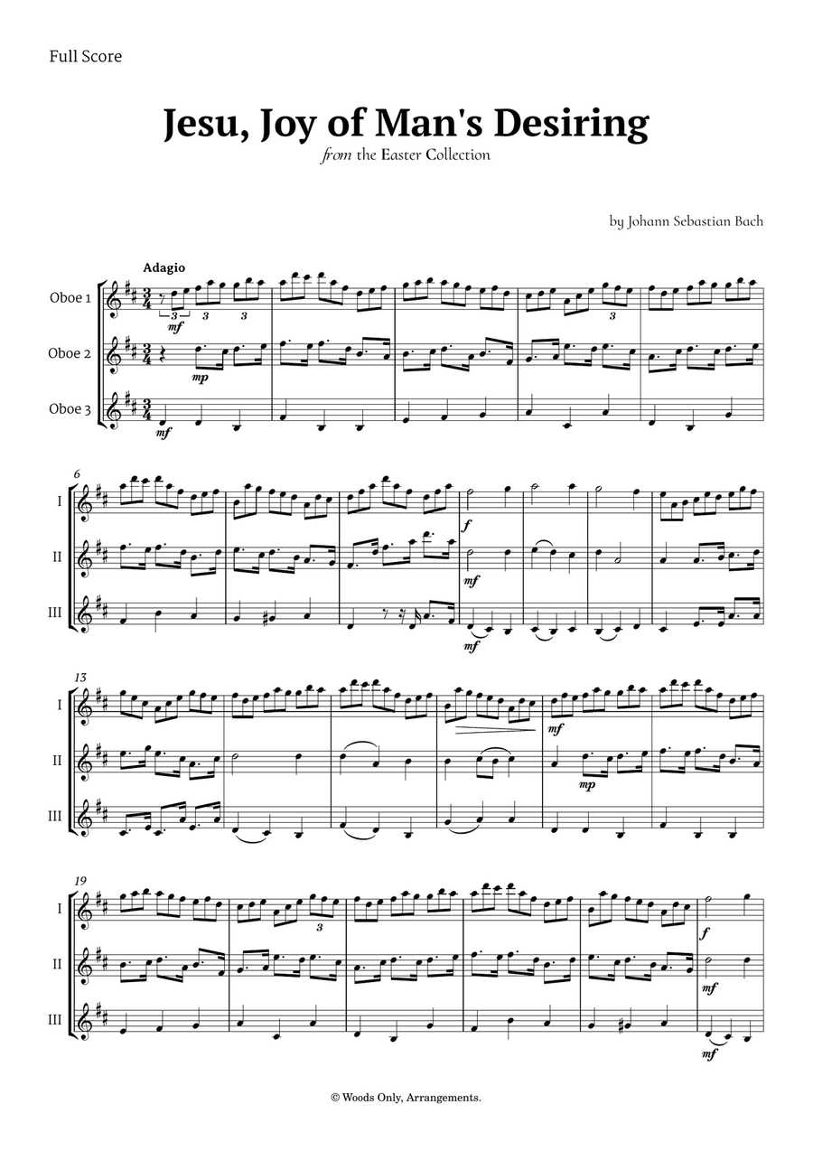 Jesu, Joy of Man's Desiring by Bach for Oboe Trio Woodwind Trio scores gallery preview page 1