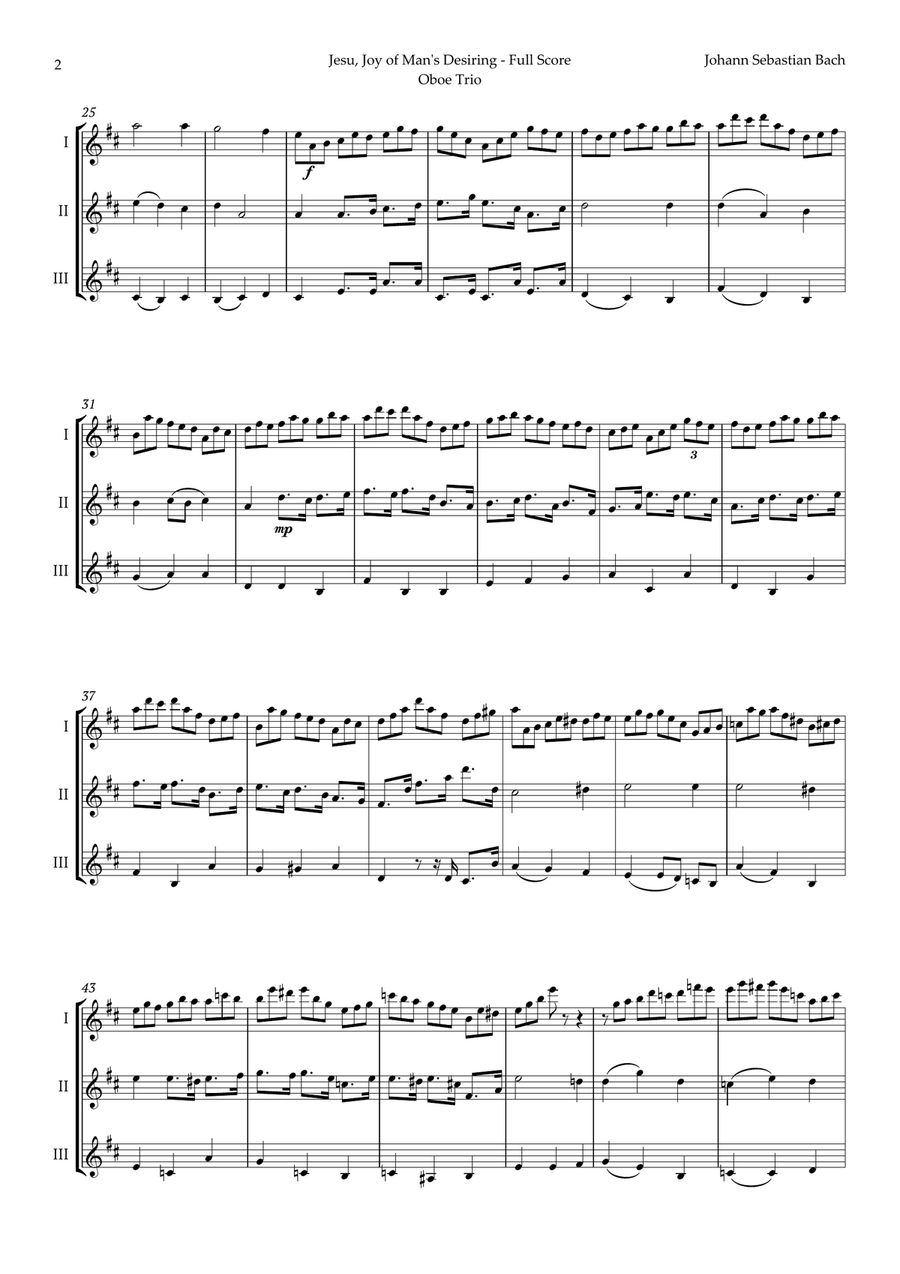 Jesu, Joy of Man's Desiring by Bach for Oboe Trio Woodwind Trio scores gallery preview page 2