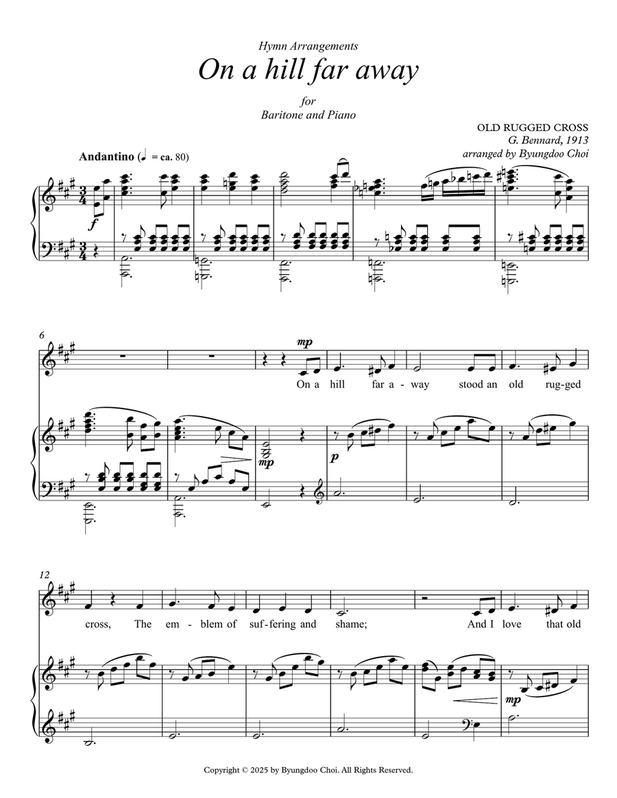 On a hill for away for Baritone and Piano Piano, Vocal scores gallery preview page 2