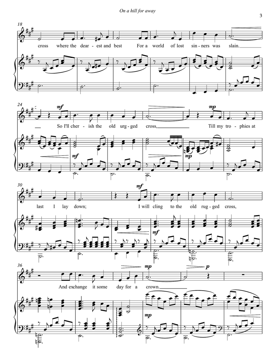 On a hill for away for Baritone and Piano Piano, Vocal scores gallery preview page 3