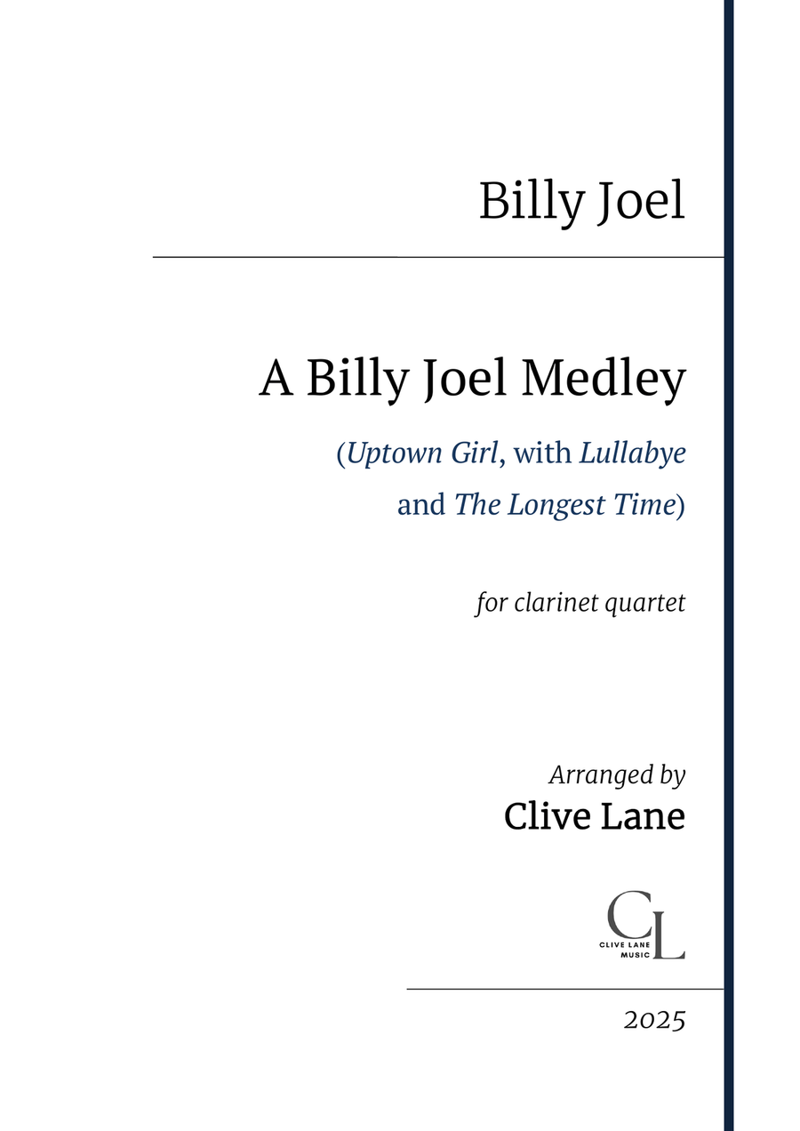 Medley: Uptown Girl with Lullabye (Goodnight, My Angel) and The Longest Time Woodwind Quartet scores gallery preview page 1