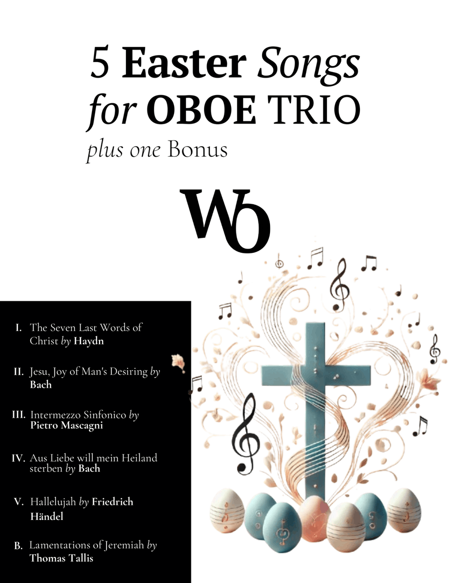 5 Easter Songs for Oboe Trio plus one Bonus Woodwind Trio scores gallery preview page 1