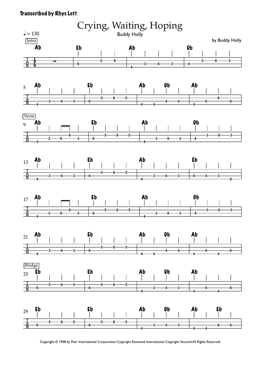 Crying, Waiting, Hoping Crying, Waiting, Hoping Acoustic Guitar scores gallery preview page 1