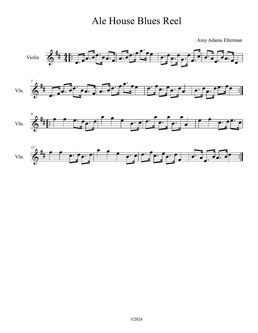 Ale House Blues Reel Ale House Blues Reel Violin Solo scores gallery preview page 1