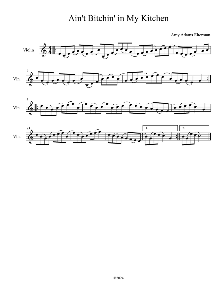 Ain't Bitchin' in My Kitchen Violin Solo scores gallery preview page 1