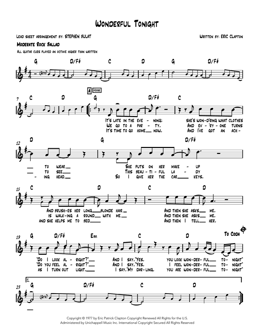 Wonderful Tonight Piano scores gallery preview page 1