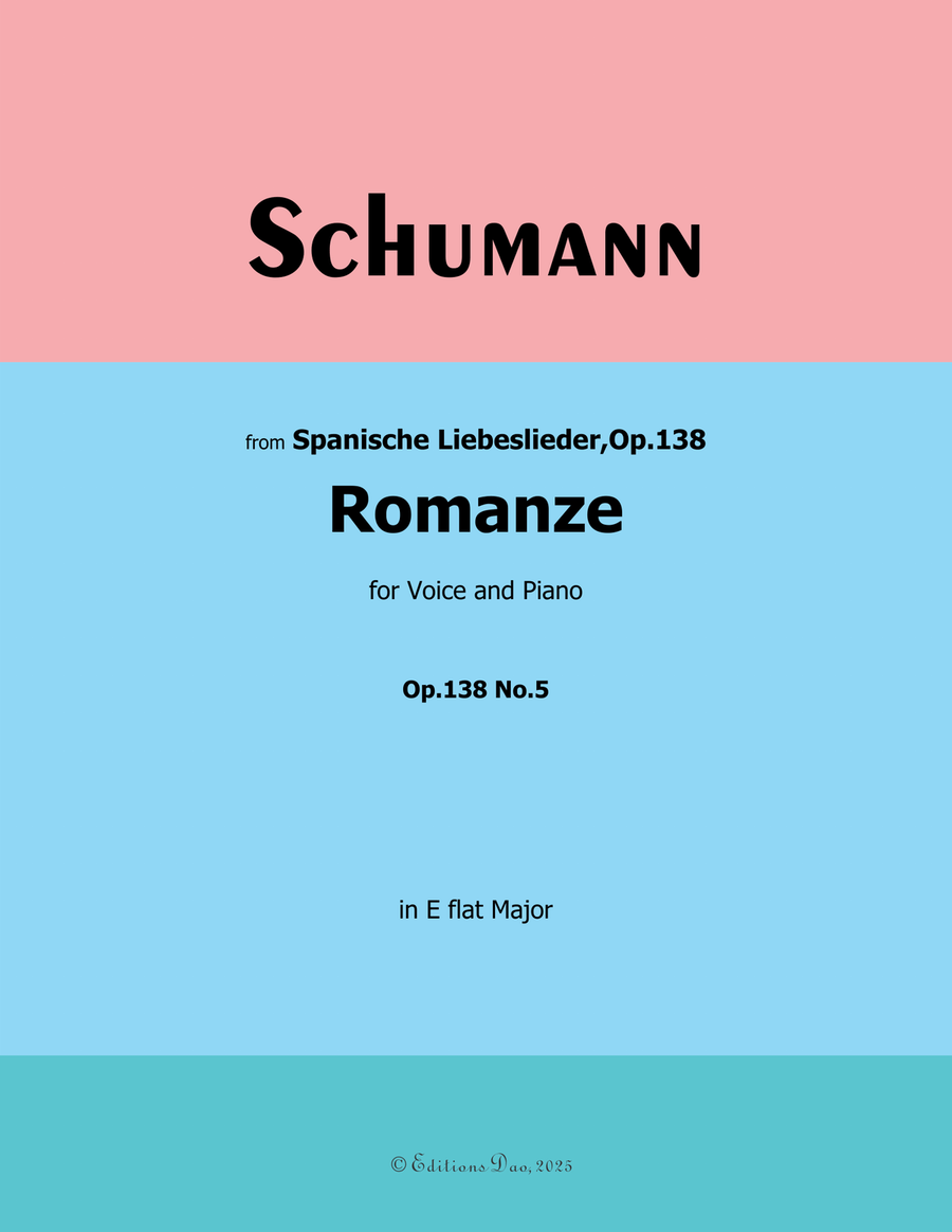 Romanze, Version III, by Schumann, Op.138 No.5, in E flat Major Piano, Vocal scores gallery preview page 1