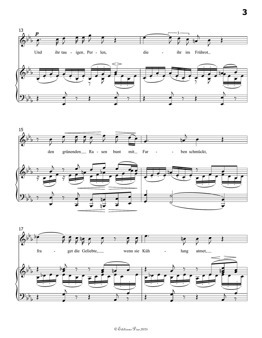 Romanze, Version III, by Schumann, Op.138 No.5, in E flat Major Piano, Vocal scores gallery preview page 5