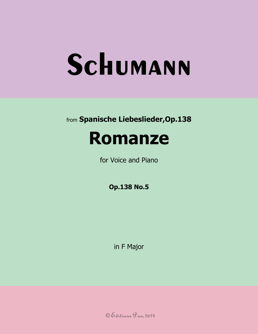 Romanze, Version III, by Schumann, Op.138 No.5, in F Major Piano, Vocal scores gallery preview page 1
