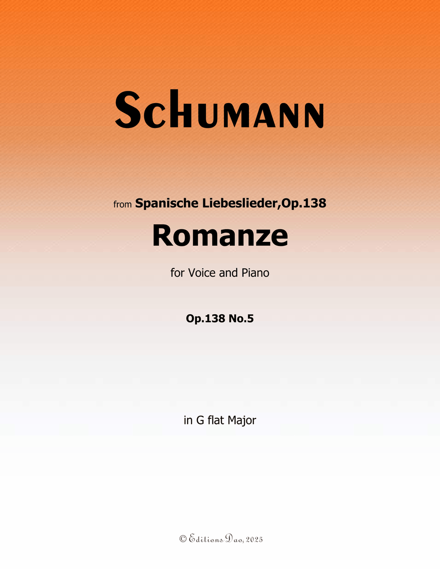 Romanze, Version III, by Schumann, Op.138 No.5, in G flat Major Piano, Vocal scores gallery preview page 1