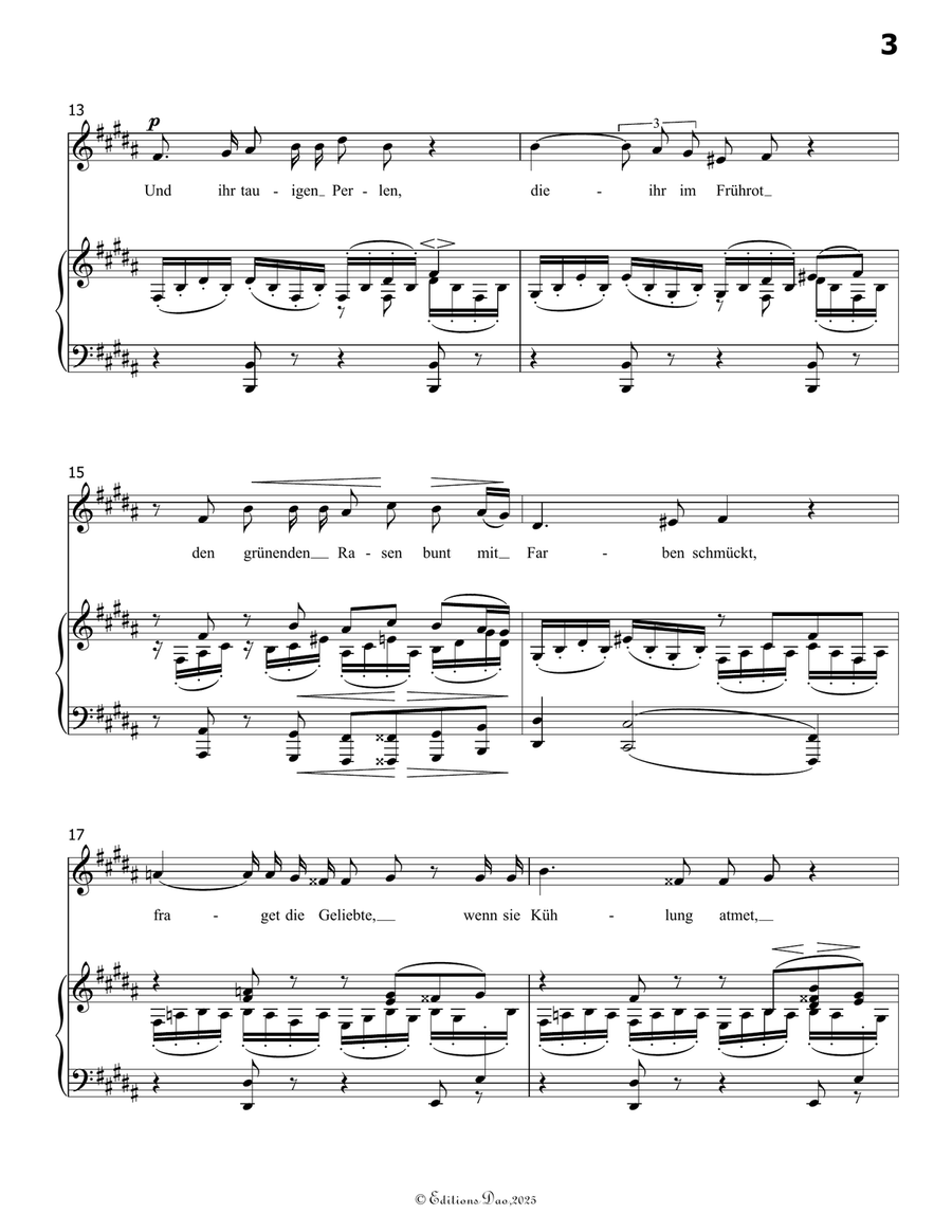 Romanze, Version III, by Schumann, Op.138 No.5, in B Major Piano, Vocal scores gallery preview page 5