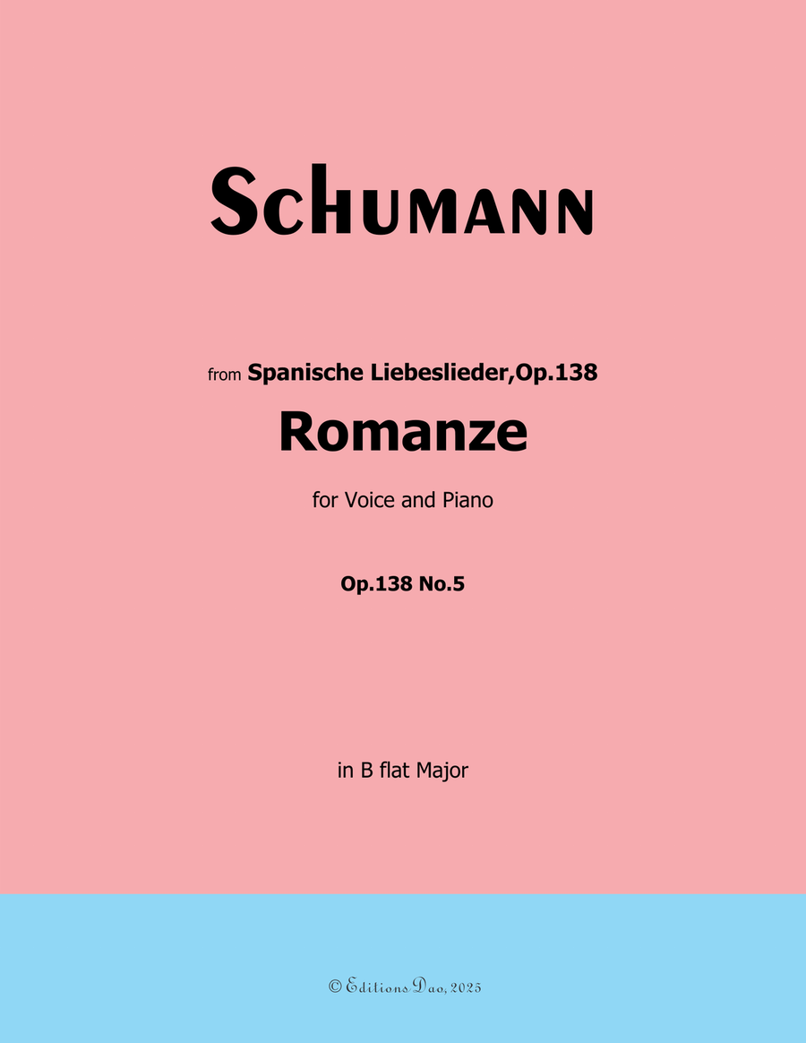 Romanze, Version III, by Schumann, Op.138 No.5, in B flat Major Piano, Vocal scores gallery preview page 1