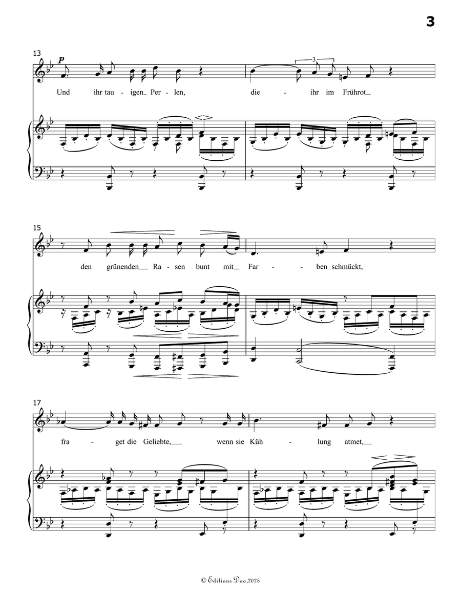 Romanze, Version III, by Schumann, Op.138 No.5, in B flat Major Piano, Vocal scores gallery preview page 5