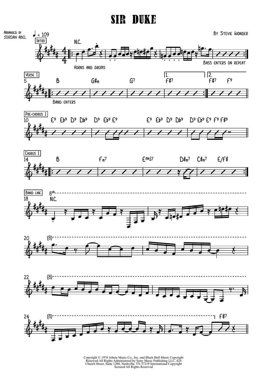 Sir Duke Sir Duke Piano scores gallery preview page 1