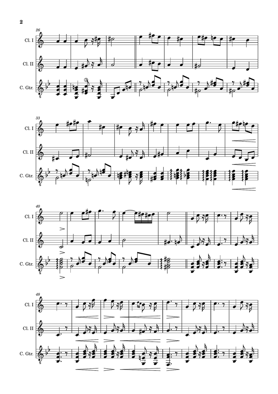 Bridal Chorus. R. Wagner - Clarinet Duet and Guitar. Score and Parts. Clarinet Duet scores gallery preview page 2