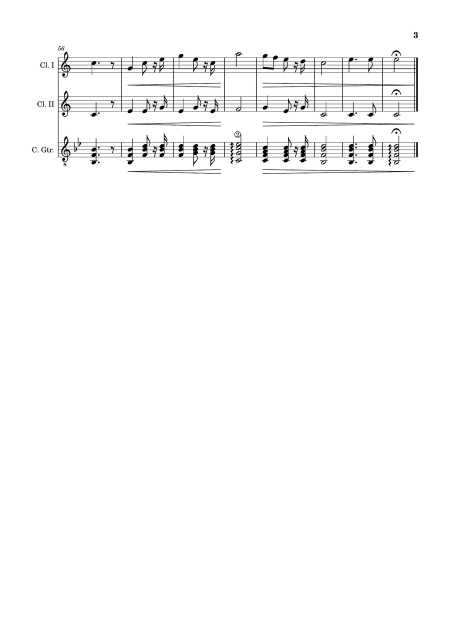 Bridal Chorus. R. Wagner - Clarinet Duet and Guitar. Score and Parts. Clarinet Duet scores gallery preview page 3