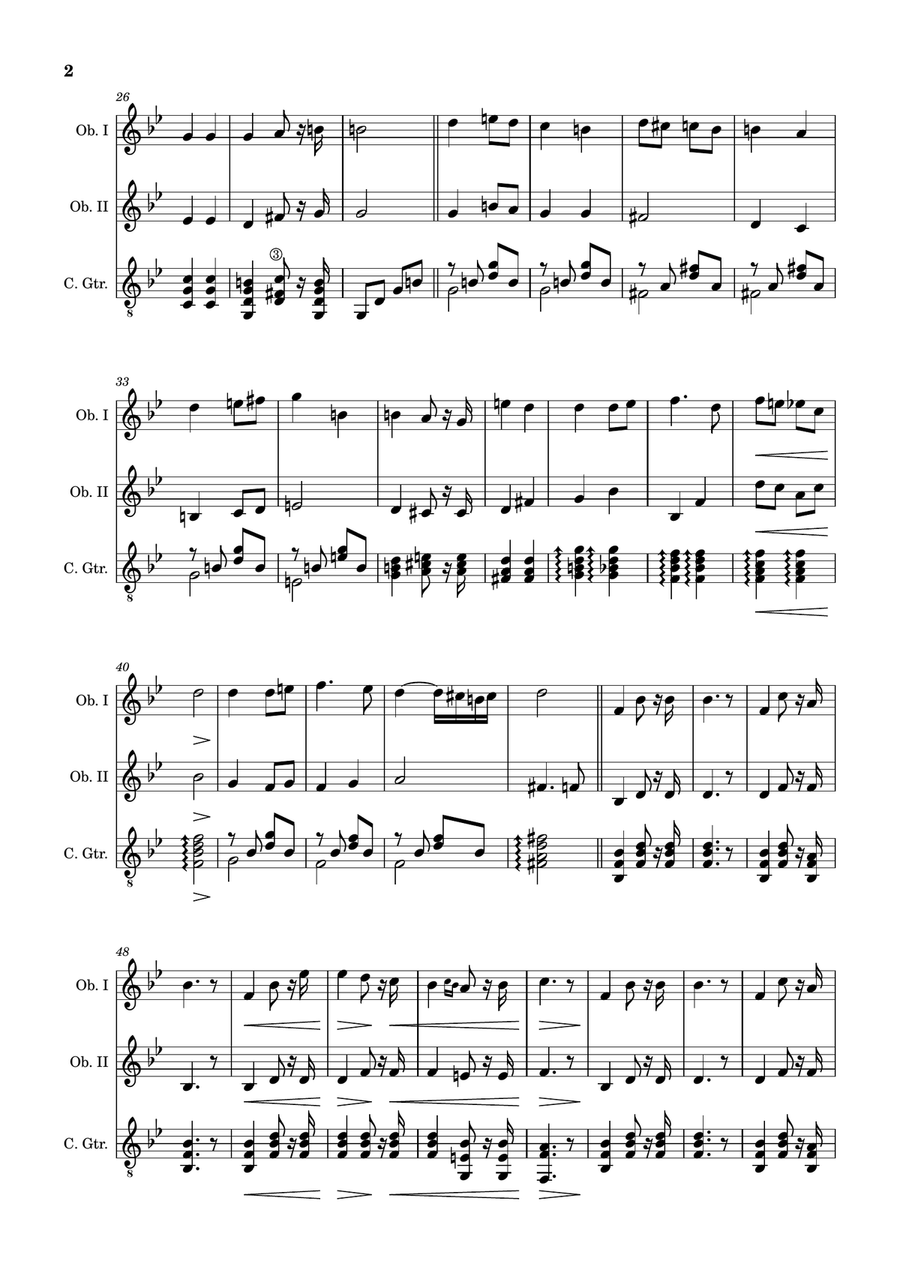 Bridal Chorus. R. Wagner - Oboe Duet and Guitar. Score and Parts. Small Ensemble scores gallery preview page 2