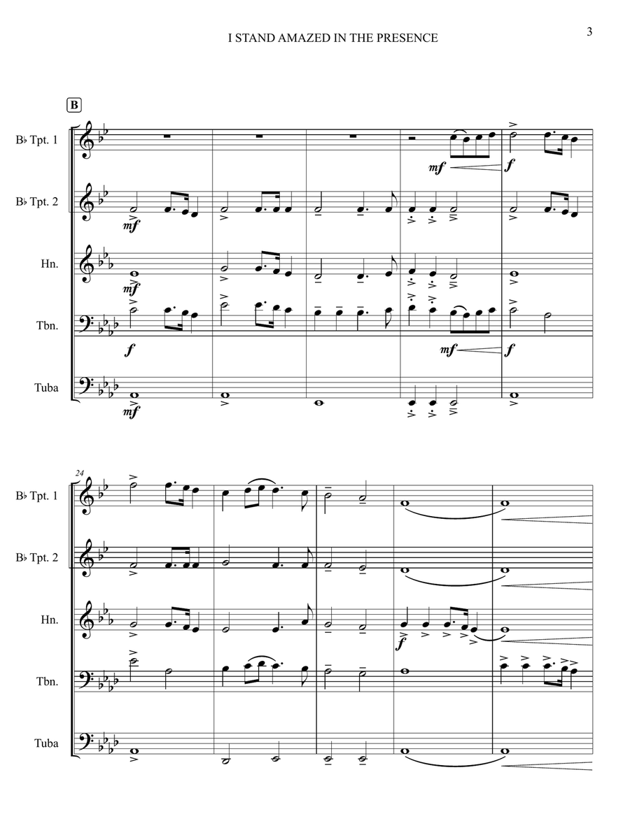 I Stand Amazed in the Presence Brass Quintet scores gallery preview page 3