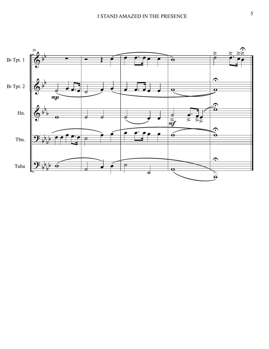 I Stand Amazed in the Presence Brass Quintet scores gallery preview page 5