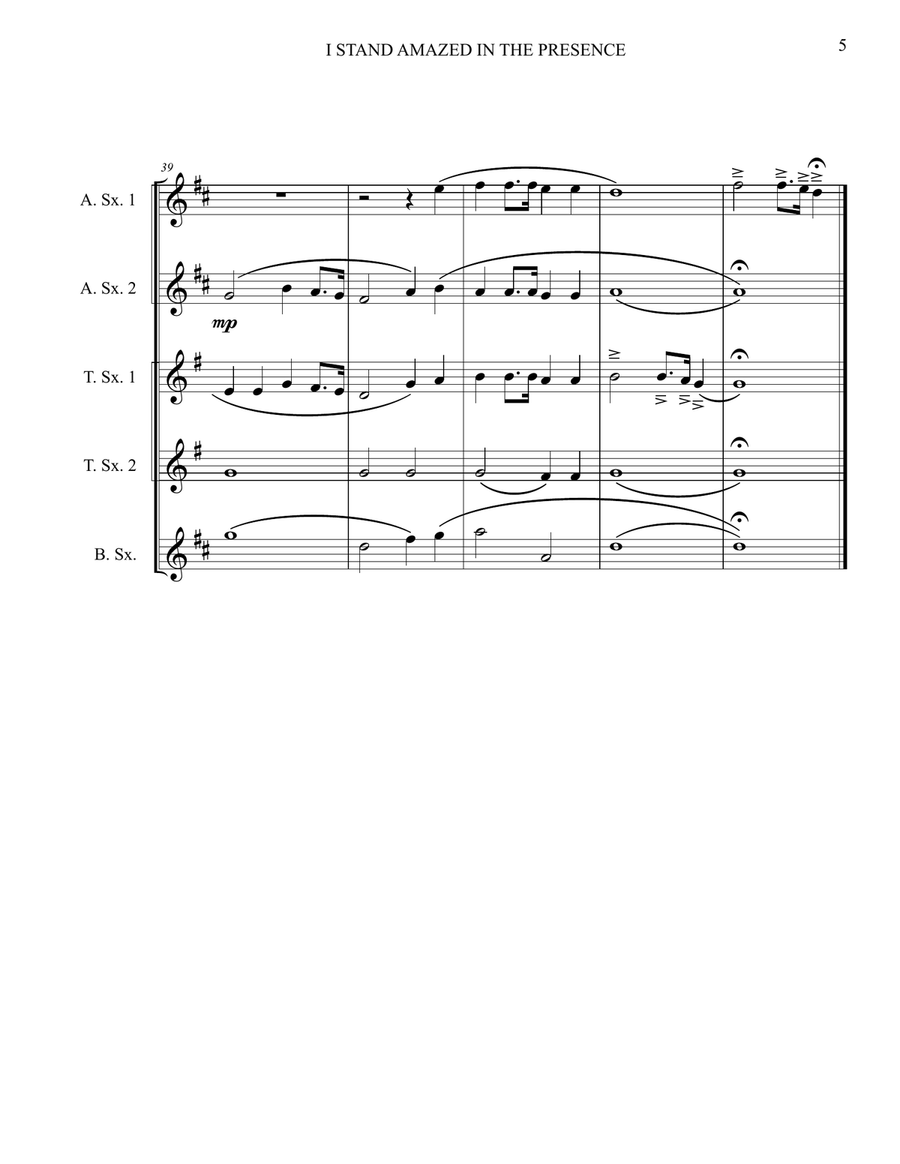 I Stand Amazed in the Presence Saxophone Quintet scores gallery preview page 5