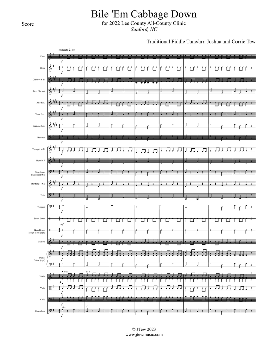 Bile 'Em Cabbage Down Full Orchestra scores gallery preview page 1