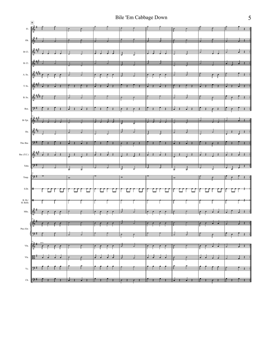 Bile 'Em Cabbage Down Full Orchestra scores gallery preview page 5