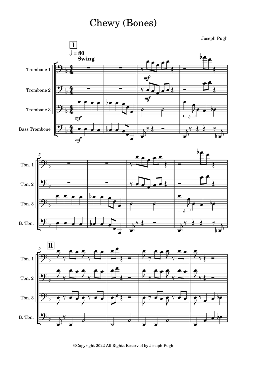 Chewy (Trombone Quartet) Chewy (Trombone Quartet) Brass Quartet scores gallery preview page 1
