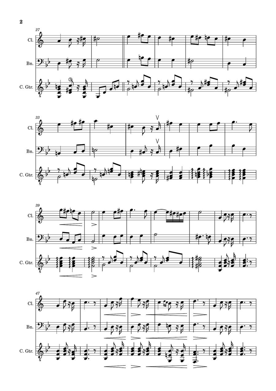 Bridal Chorus. R. Wagner - Clarinet, Bassoon and Guitar. Score and Parts. Small Ensemble scores gallery preview page 2