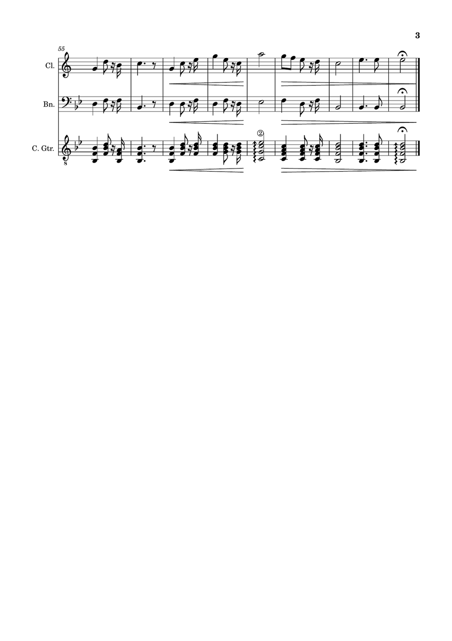 Bridal Chorus. R. Wagner - Clarinet, Bassoon and Guitar. Score and Parts. Small Ensemble scores gallery preview page 3