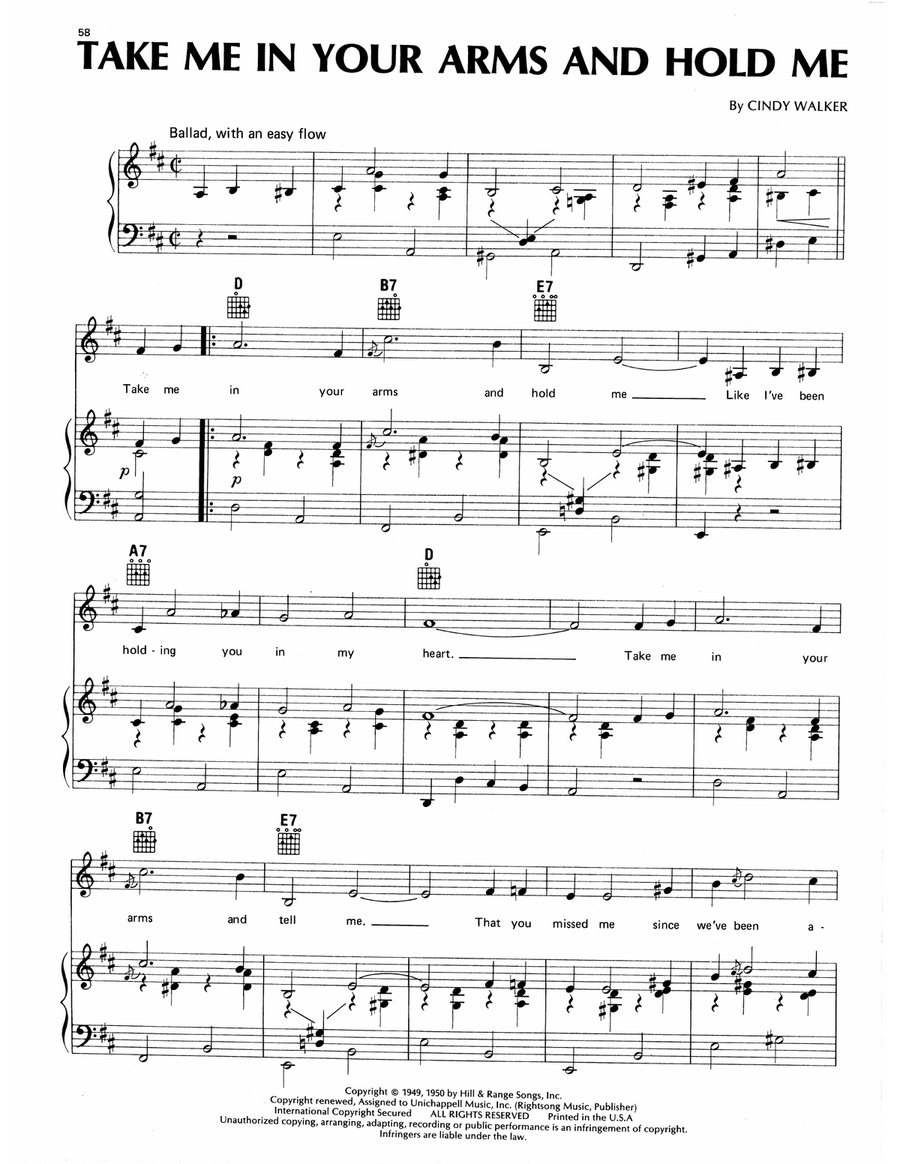 Take Me In Your Arms Take Me In Your Arms Piano, Vocal, Guitar scores gallery preview page 1