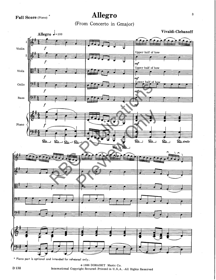 Allegro (Score) Allegro (Score) String Orchestra scores gallery preview page 4