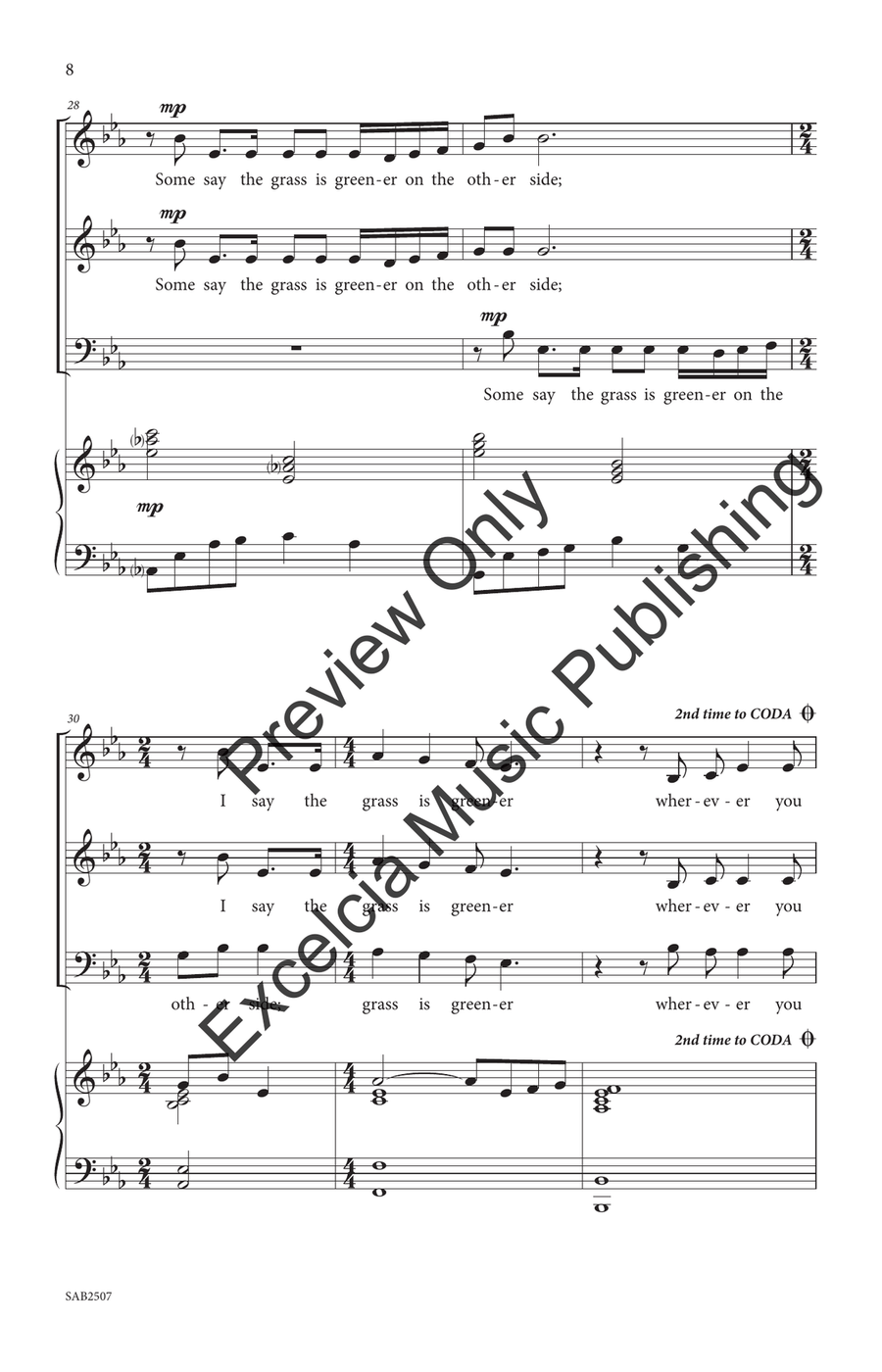 The Grass Is Greener (SAB) 3-Part - Sheet Music page 9