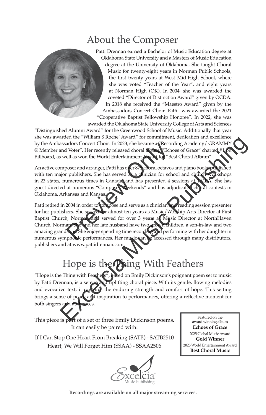 Hope is the Thing With Feathers (TTBB) by Patti Drennan TTBB - Sheet Music page 3