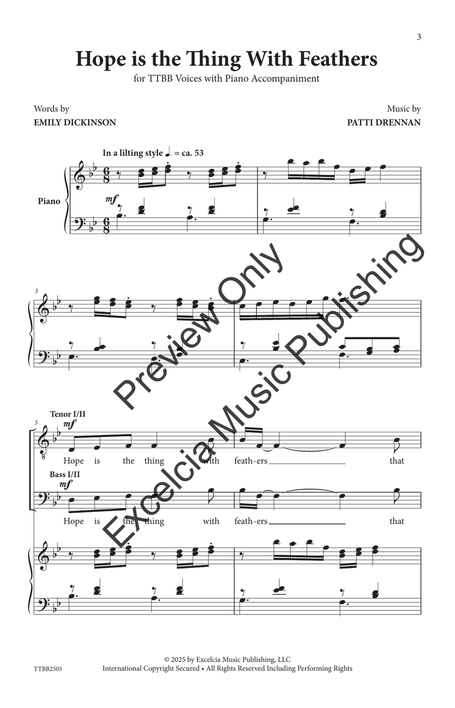 Hope is the Thing With Feathers (TTBB) by Patti Drennan TTBB - Sheet Music page 4