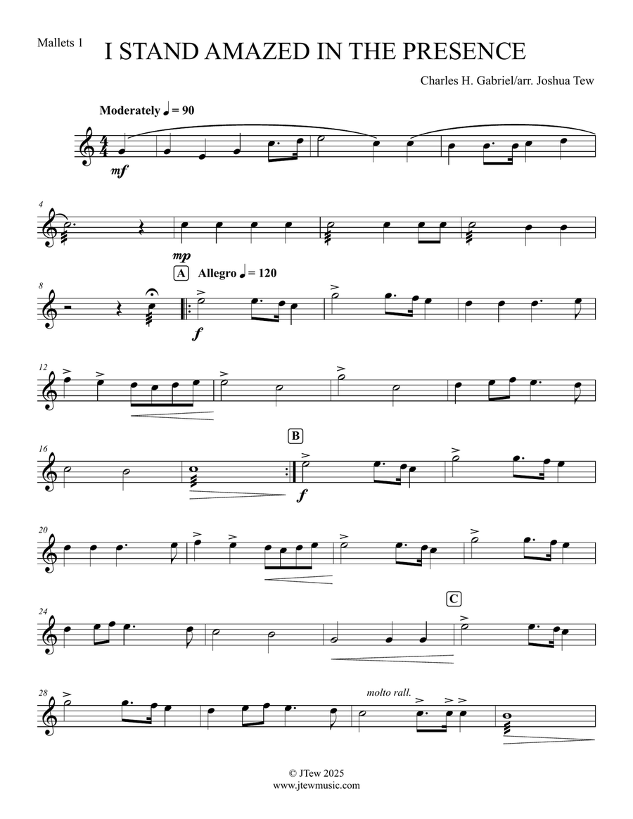 I Stand Amazed in the Presence Percussion Ensemble scores gallery preview page 6