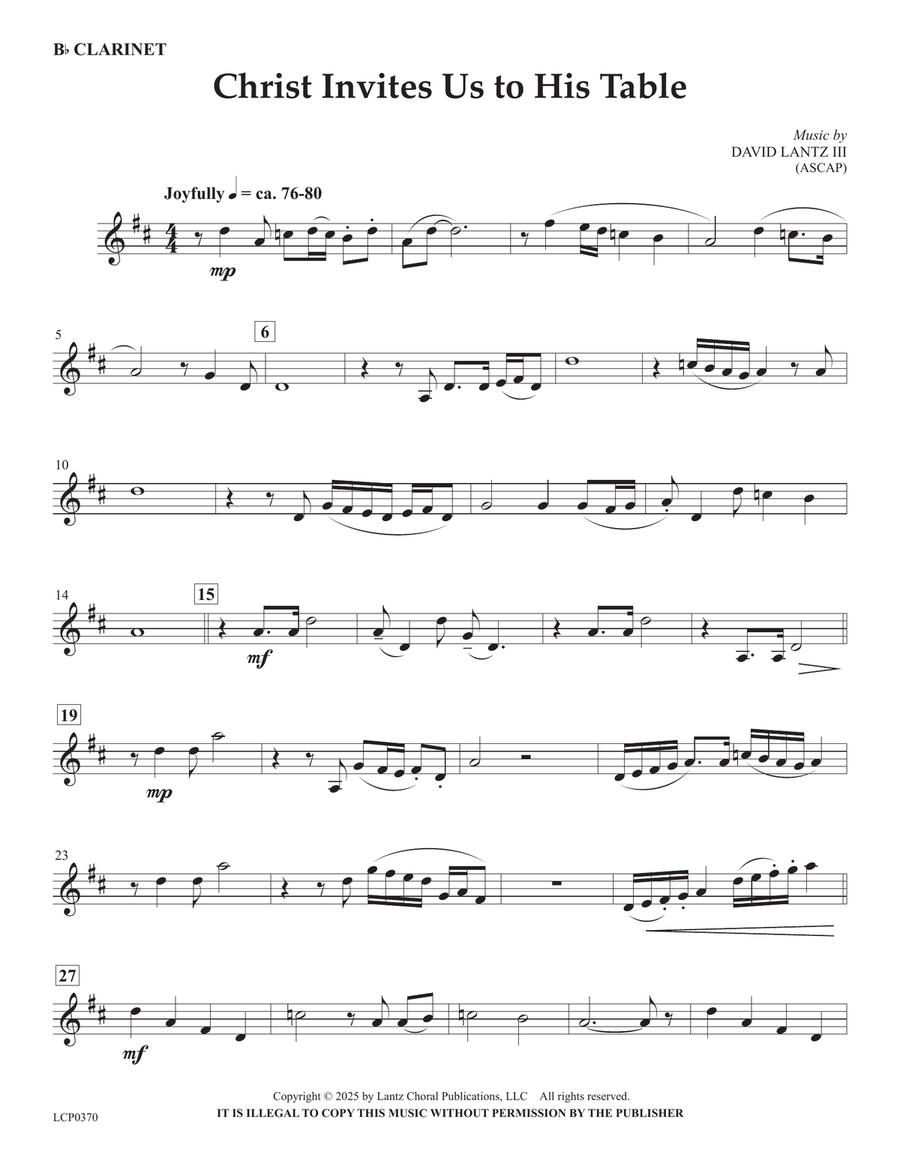Christ Invites Us to His Table B-Flat Clarinet scores gallery preview page 1