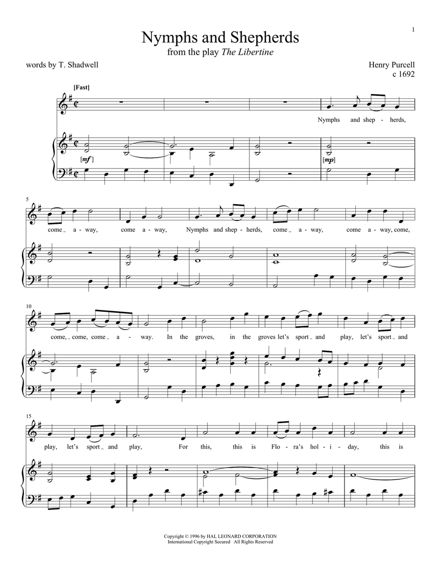 Nymphs And Shepherds Nymphs And Shepherds Tenor Voice scores gallery preview page 1