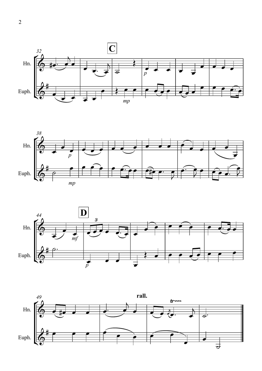 Largo (Handel) for Horn and Euphonium Duet Brass Duet scores gallery preview page 2