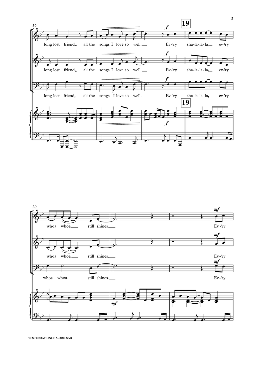 Yesterday Once More Yesterday Once More 3-Part scores gallery preview page 3