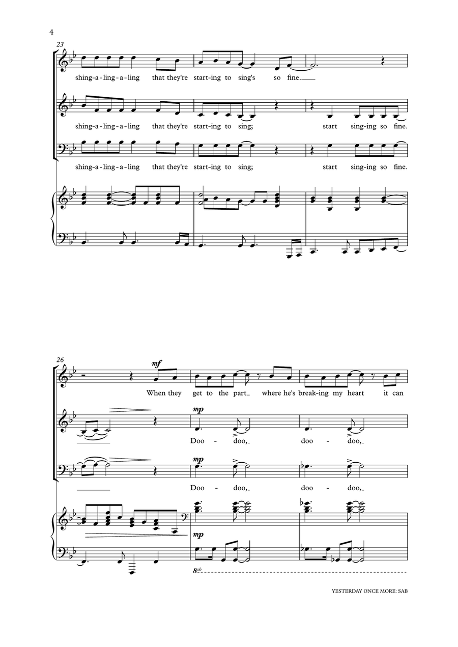 Yesterday Once More Yesterday Once More 3-Part scores gallery preview page 4
