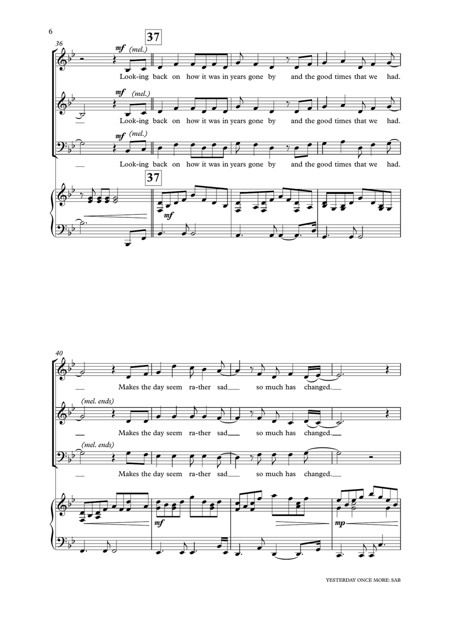 Yesterday Once More Yesterday Once More 3-Part scores gallery preview page 6