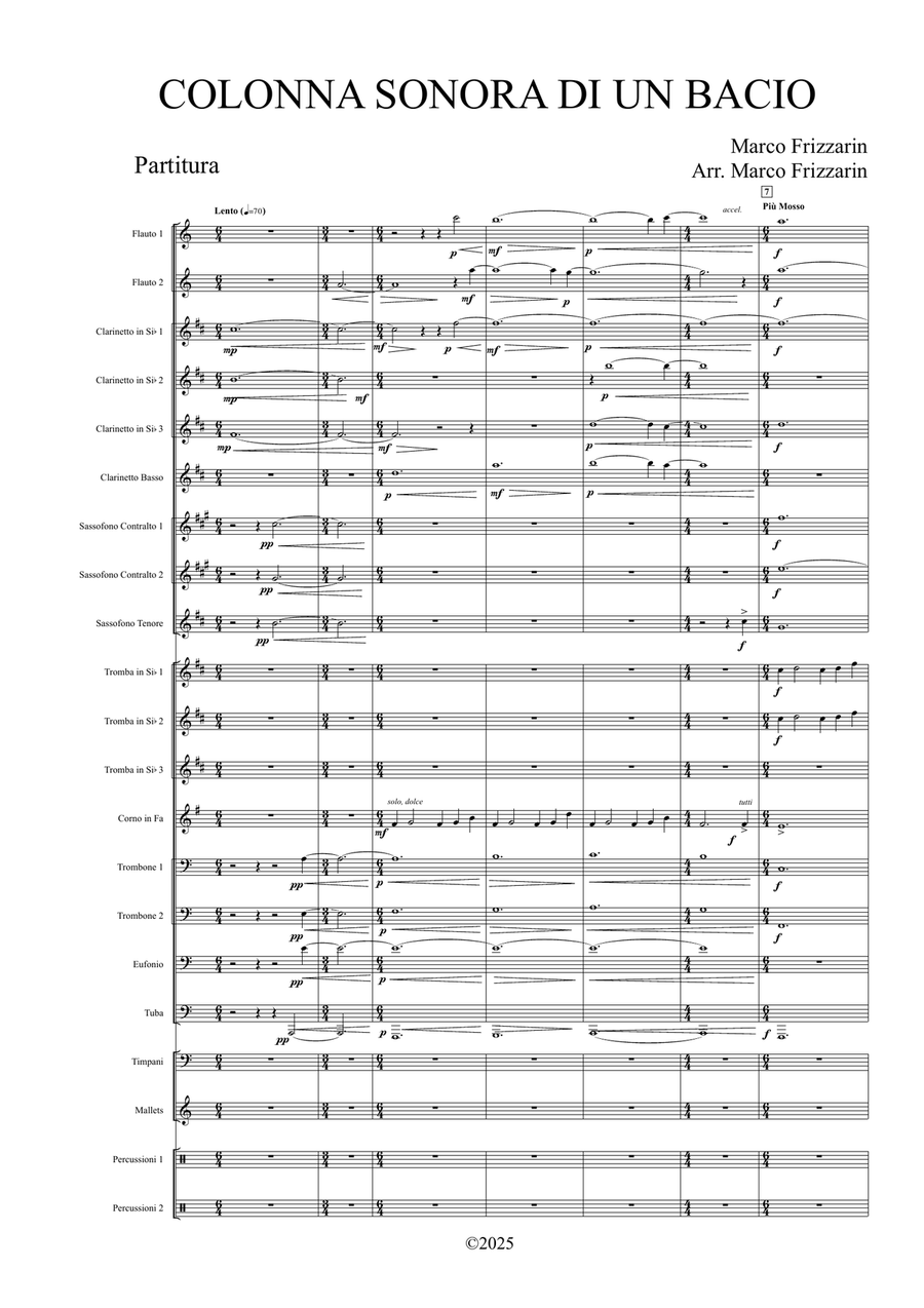 Colonna Sonora Di Un Bacio Concert Band scores gallery preview page 1