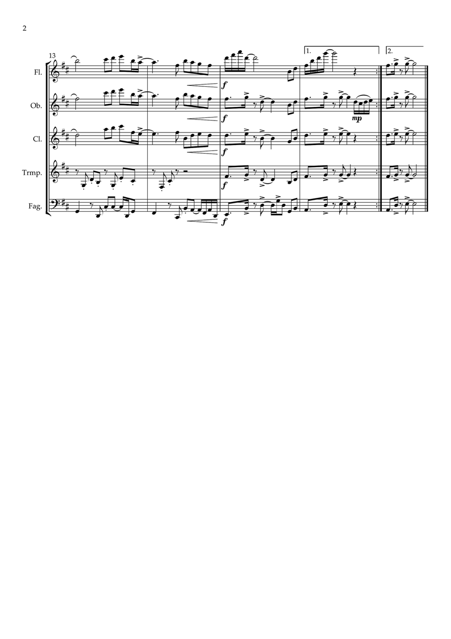 Paus El Esmeralda En Verdanturf Town Woodwind Quintet scores gallery preview page 2