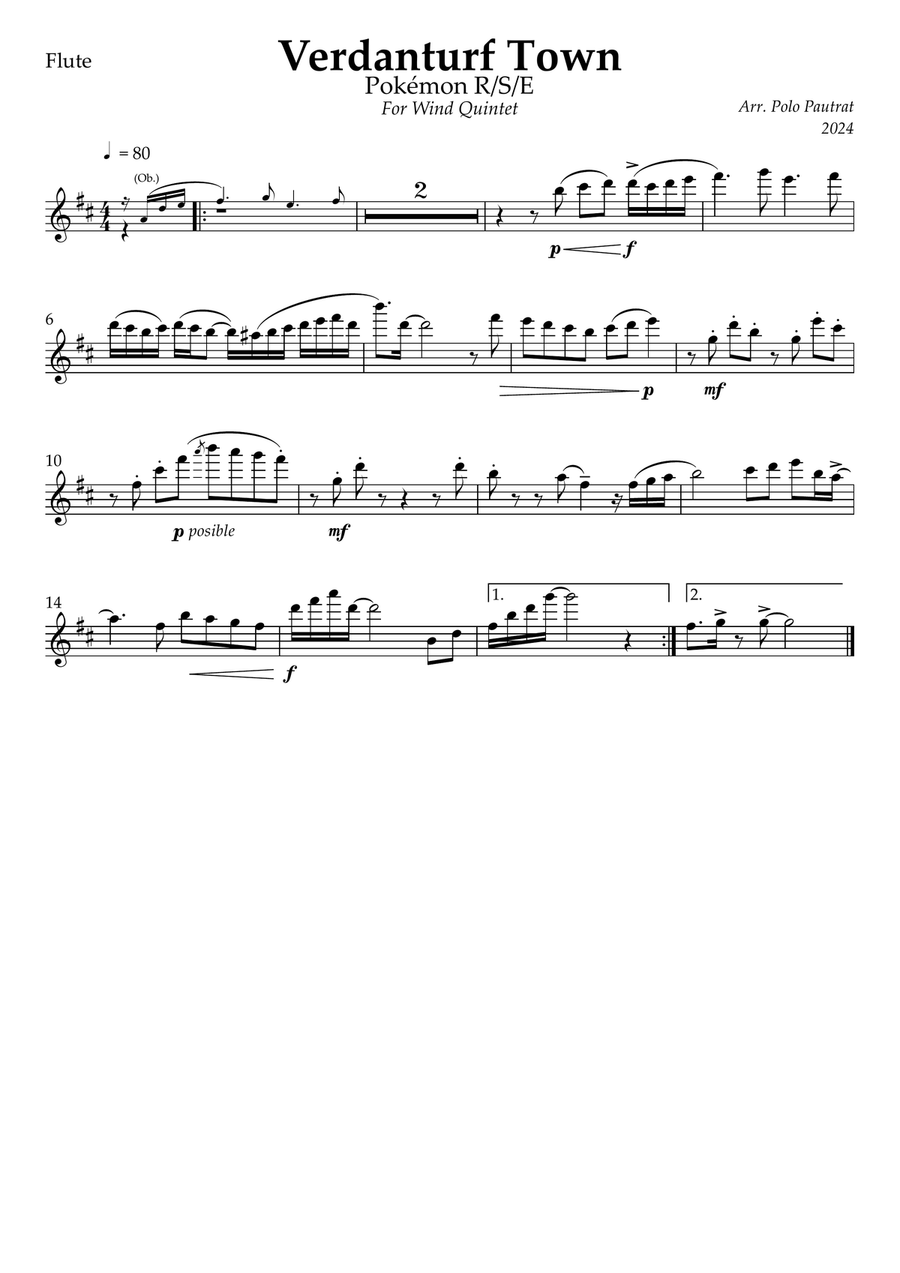 Paus El Esmeralda En Verdanturf Town Woodwind Quintet scores gallery preview page 3