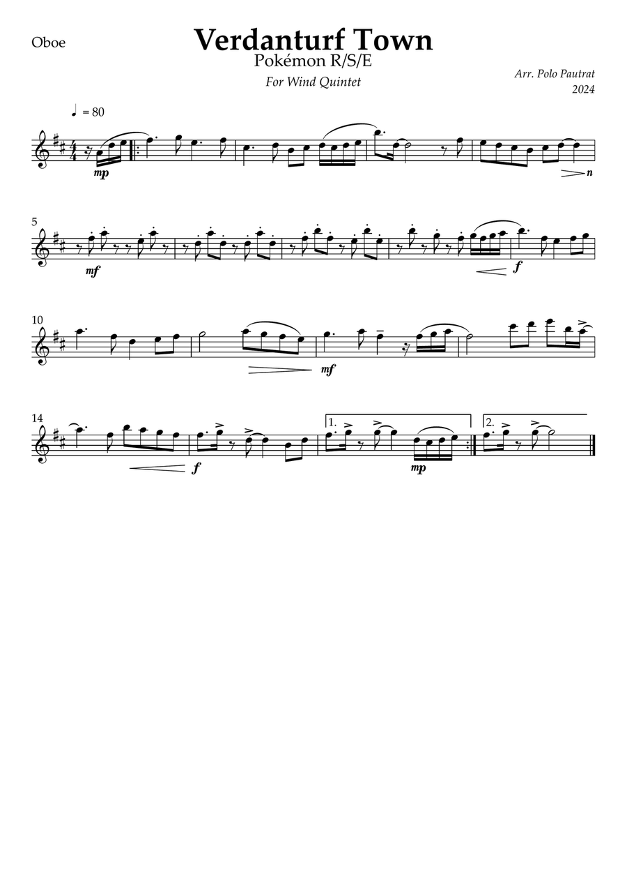 Paus El Esmeralda En Verdanturf Town Woodwind Quintet scores gallery preview page 4