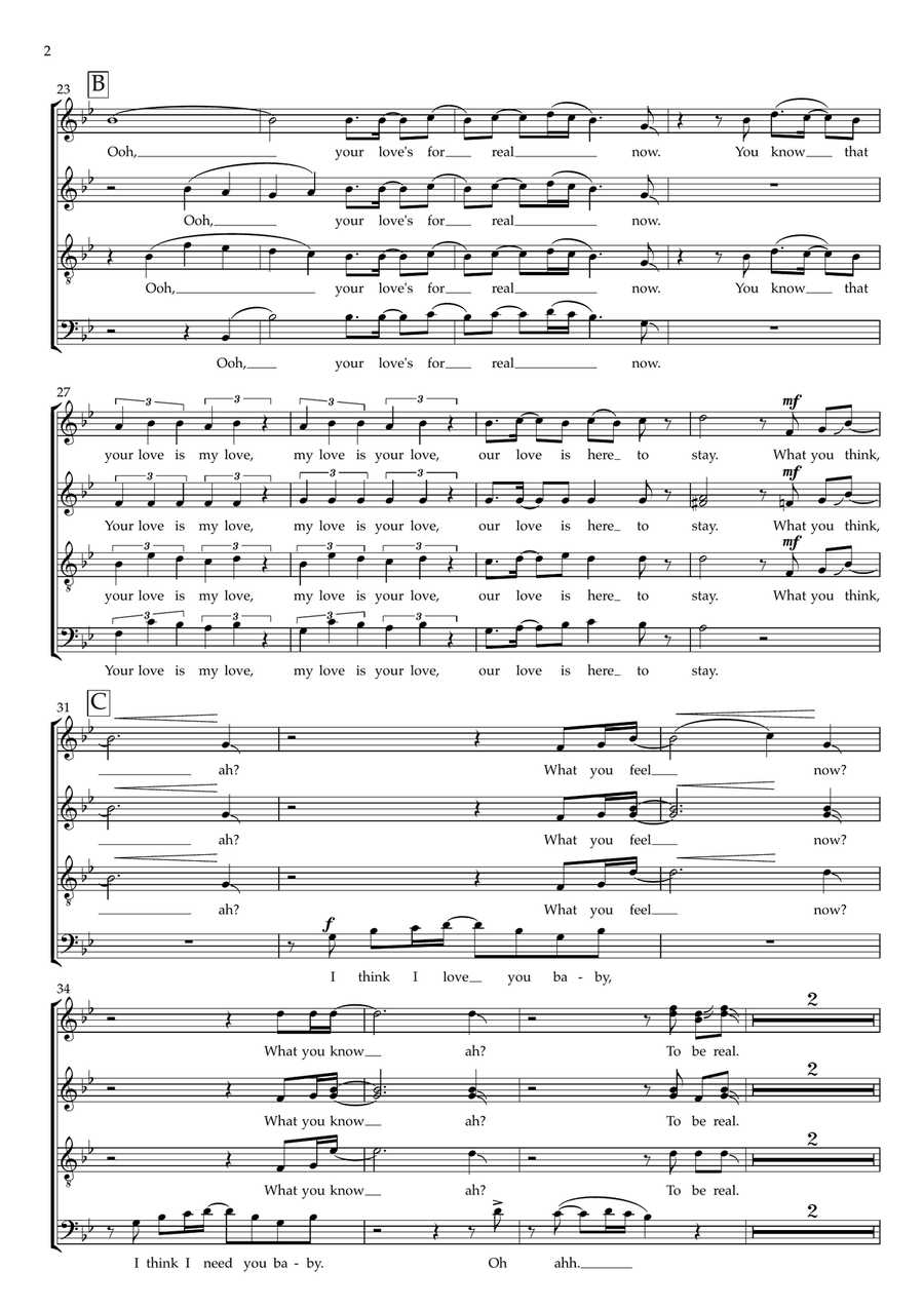 Medley: Got To Be Real with Emotions and About Damn Time 4-Part scores gallery preview page 2